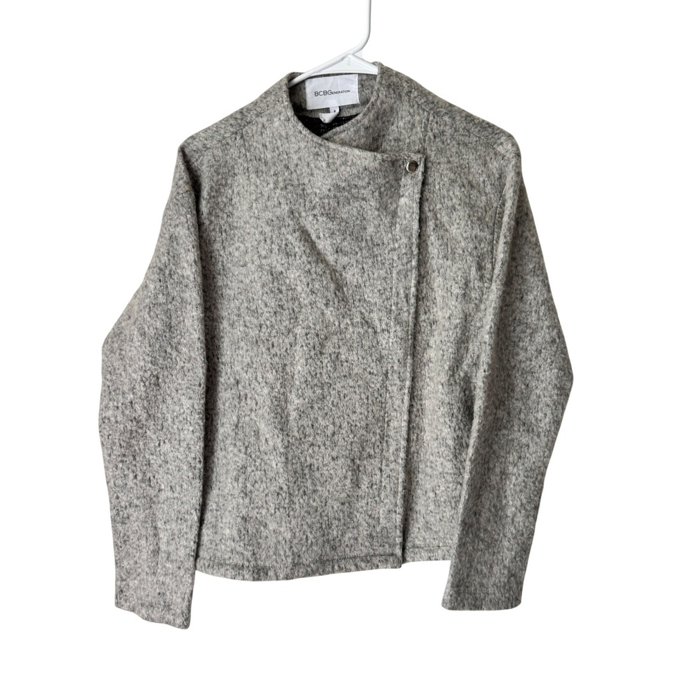 BCBGeneration Womens Grey Asymmetrical Zip Wool Blend Jacket PYC4J347 Size S